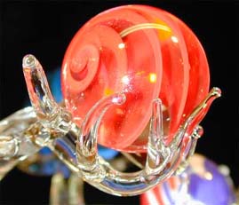 Detail of glass marble tree and torchwork marble